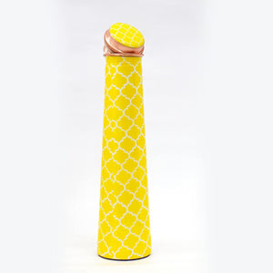 Pure Copper Tower Bottle Designer Hand-Made Meena Printed Copper Leak-Proof Water Bottle.1000 ML (Yellow)