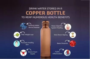 Pure Copper Jointless Seam Less Solitaire Design Copper Water Bottle 1000 ml Bottle  (Pack of 1, Copper, Copper)